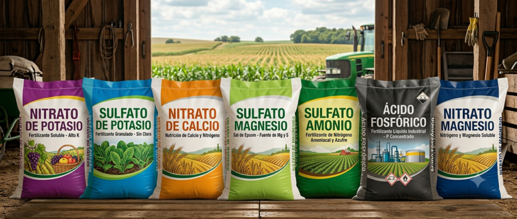 itrato de Potasio - Sulfato de Potasio - Nitrato de Calcio - Sulfato de Magnesio - Sulfato Amonio - Ácido Fosfórico - Nitrato de Magnesio